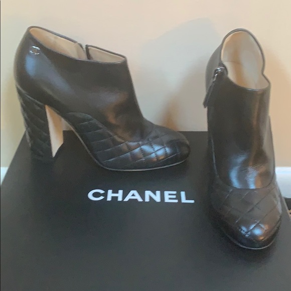 SOLD CHANEL NWT Chanel Black Lambskin Bootie. 38 - Picture 2 of 7